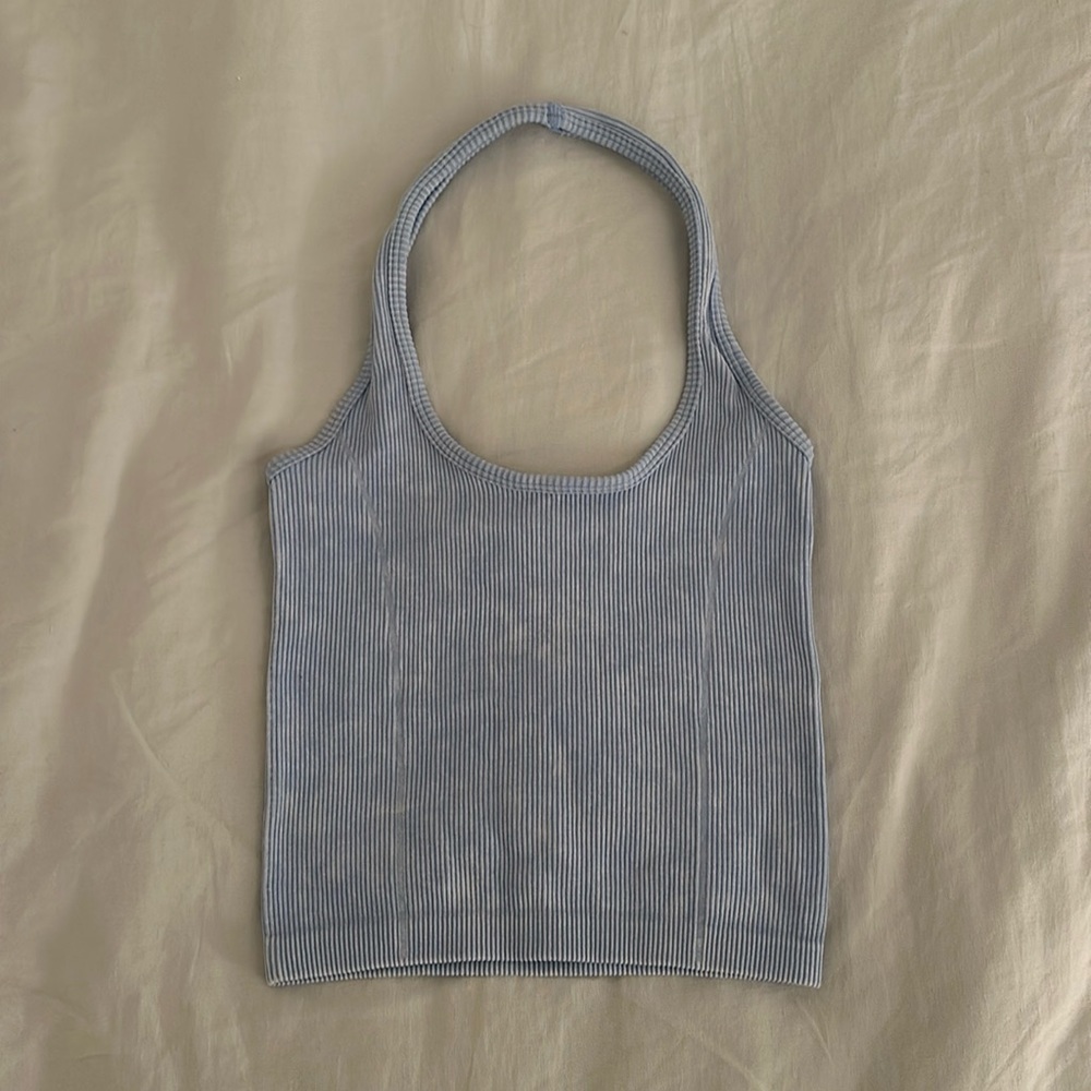 blue tie dye american eagle halter top